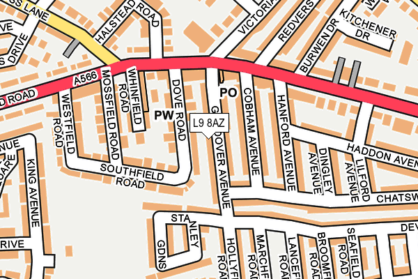 L9 8AZ map - OS OpenMap – Local (Ordnance Survey)
