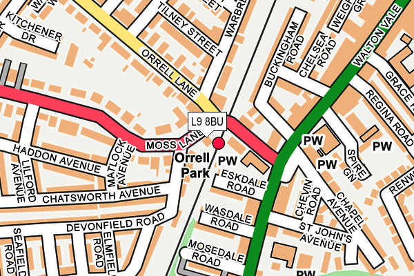 L9 8BU map - OS OpenMap – Local (Ordnance Survey)