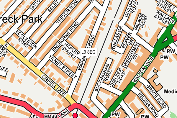 L9 8EG map - OS OpenMap – Local (Ordnance Survey)