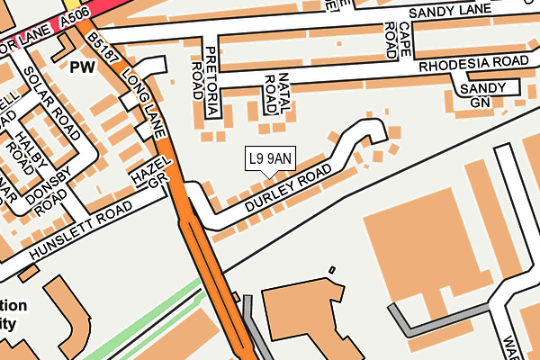 L9 9AN map - OS OpenMap – Local (Ordnance Survey)