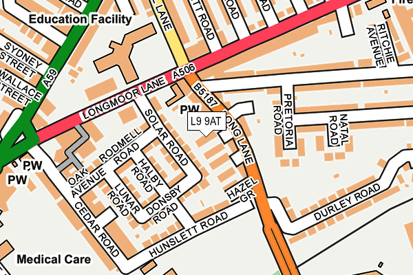 L9 9AT map - OS OpenMap – Local (Ordnance Survey)
