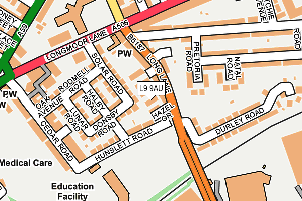L9 9AU map - OS OpenMap – Local (Ordnance Survey)
