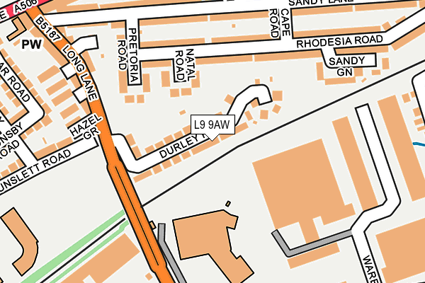 L9 9AW map - OS OpenMap – Local (Ordnance Survey)