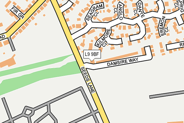 L9 9BF map - OS OpenMap – Local (Ordnance Survey)