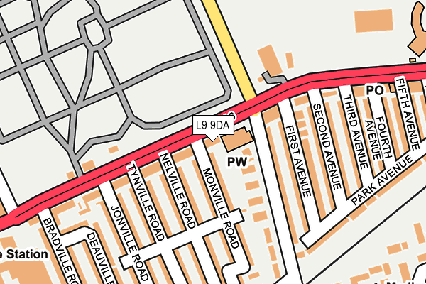 L9 9DA map - OS OpenMap – Local (Ordnance Survey)