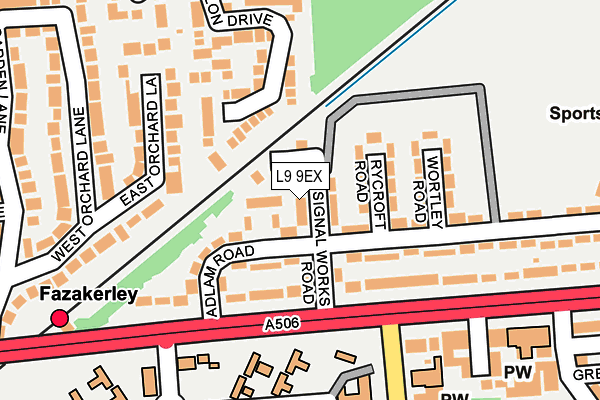 L9 9EX map - OS OpenMap – Local (Ordnance Survey)