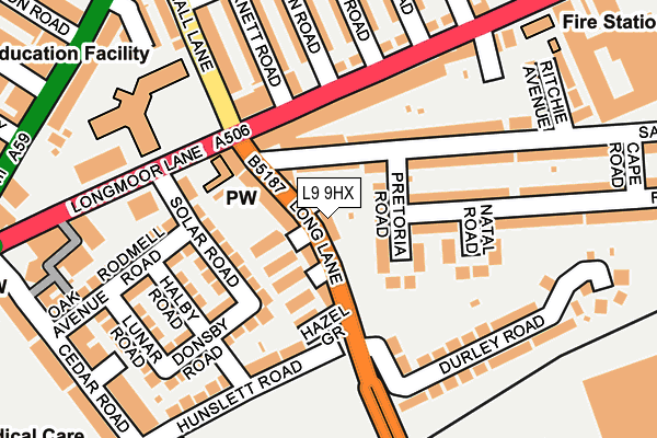 L9 9HX map - OS OpenMap – Local (Ordnance Survey)