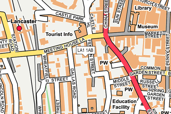 LA1 1AB map - OS OpenMap – Local (Ordnance Survey)