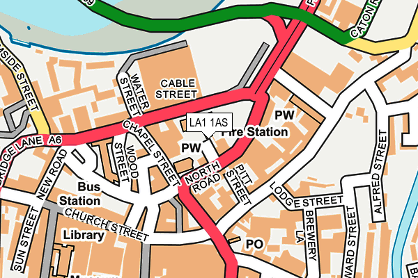 LA1 1AS map - OS OpenMap – Local (Ordnance Survey)