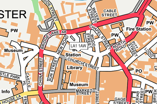 LA1 1AW map - OS OpenMap – Local (Ordnance Survey)