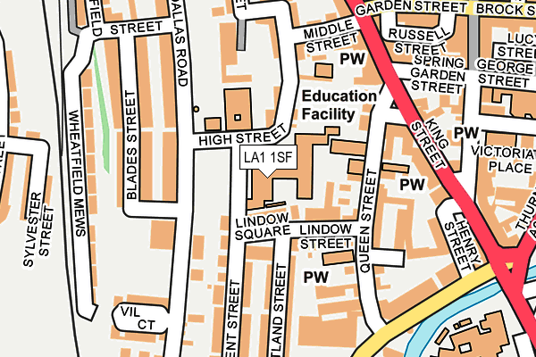 LA1 1SF map - OS OpenMap – Local (Ordnance Survey)