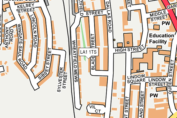 LA1 1TS map - OS OpenMap – Local (Ordnance Survey)