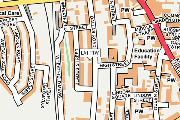 LA1 1TW map - OS OpenMap – Local (Ordnance Survey)