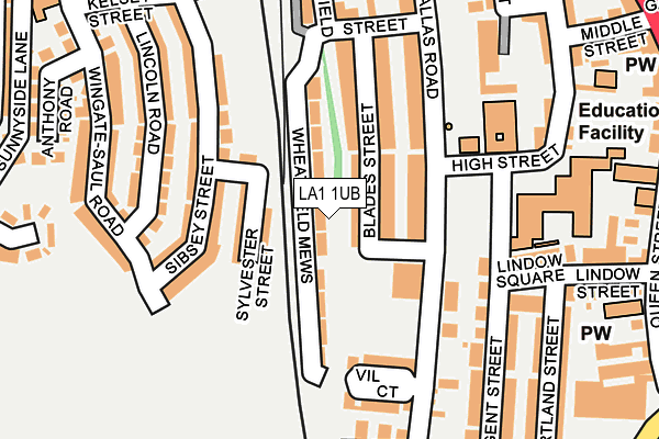 LA1 1UB map - OS OpenMap – Local (Ordnance Survey)