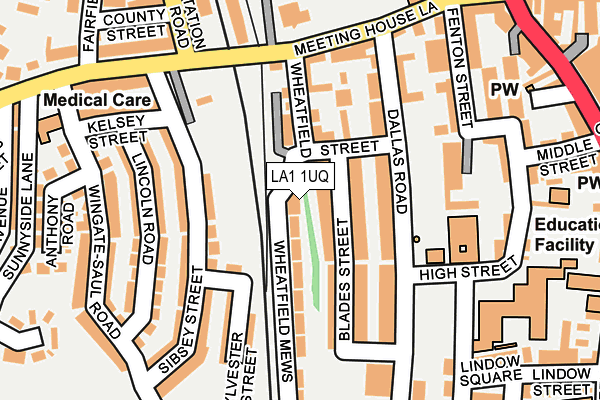 LA1 1UQ map - OS OpenMap – Local (Ordnance Survey)