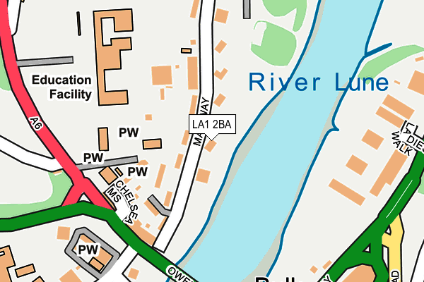 LA1 2BA map - OS OpenMap – Local (Ordnance Survey)