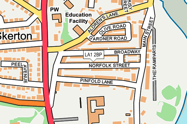 LA1 2BP map - OS OpenMap – Local (Ordnance Survey)