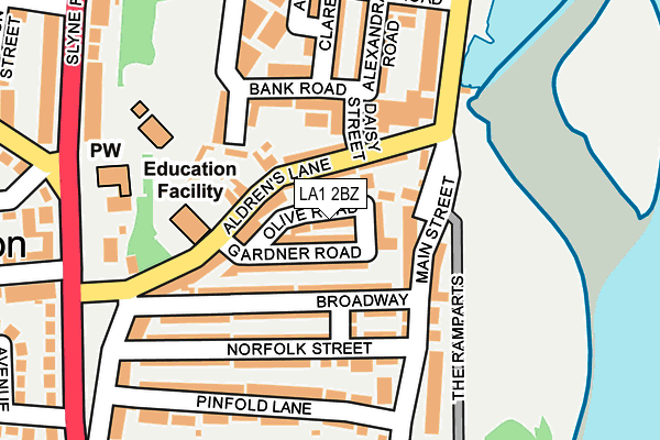 LA1 2BZ map - OS OpenMap – Local (Ordnance Survey)