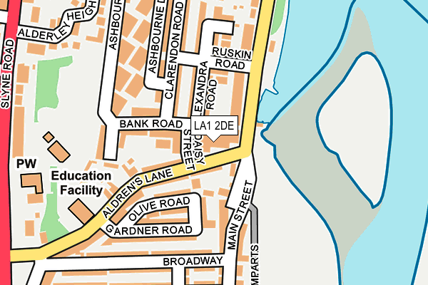 LA1 2DE map - OS OpenMap – Local (Ordnance Survey)