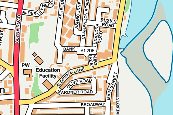 LA1 2DF map - OS OpenMap – Local (Ordnance Survey)