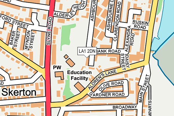 LA1 2DN map - OS OpenMap – Local (Ordnance Survey)