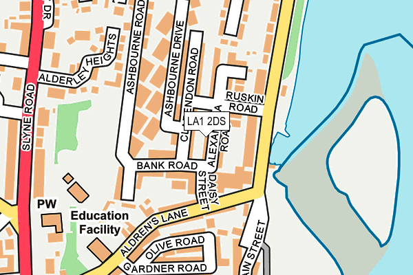 LA1 2DS map - OS OpenMap – Local (Ordnance Survey)