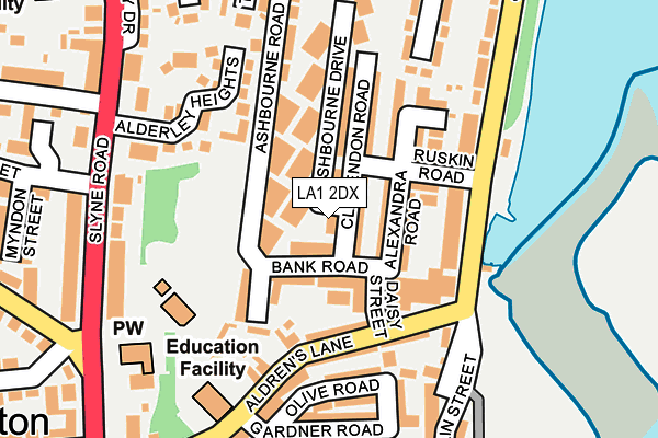 LA1 2DX map - OS OpenMap – Local (Ordnance Survey)