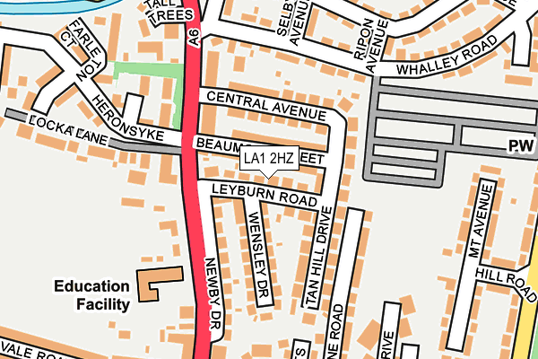 LA1 2HZ map - OS OpenMap – Local (Ordnance Survey)