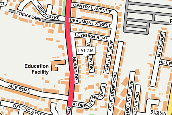 LA1 2JA map - OS OpenMap – Local (Ordnance Survey)