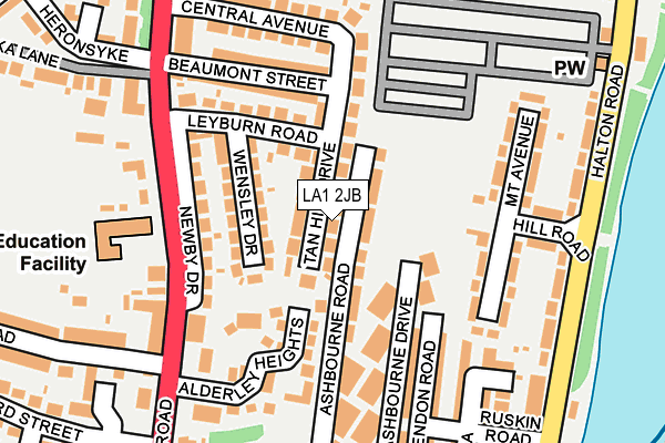 LA1 2JB map - OS OpenMap – Local (Ordnance Survey)