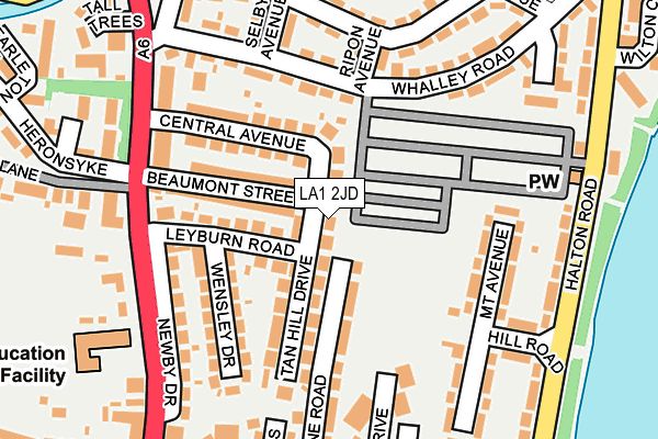 LA1 2JD map - OS OpenMap – Local (Ordnance Survey)