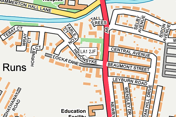 LA1 2JF map - OS OpenMap – Local (Ordnance Survey)