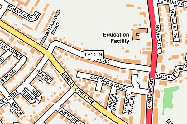 LA1 2JN map - OS OpenMap – Local (Ordnance Survey)