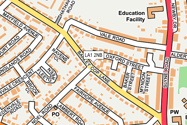 LA1 2NB map - OS OpenMap – Local (Ordnance Survey)
