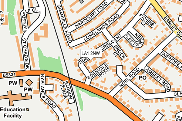 LA1 2NW map - OS OpenMap – Local (Ordnance Survey)