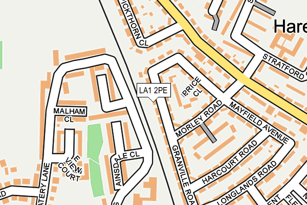 LA1 2PE map - OS OpenMap – Local (Ordnance Survey)