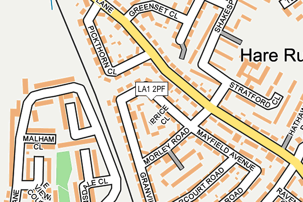 LA1 2PF map - OS OpenMap – Local (Ordnance Survey)