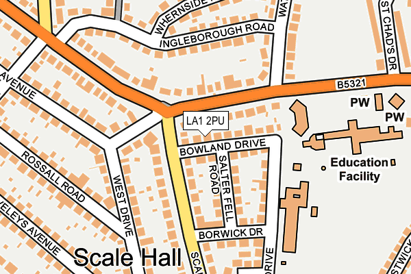 LA1 2PU map - OS OpenMap – Local (Ordnance Survey)