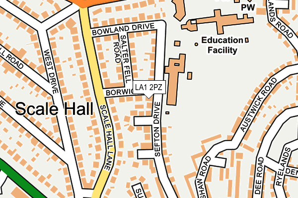 LA1 2PZ map - OS OpenMap – Local (Ordnance Survey)