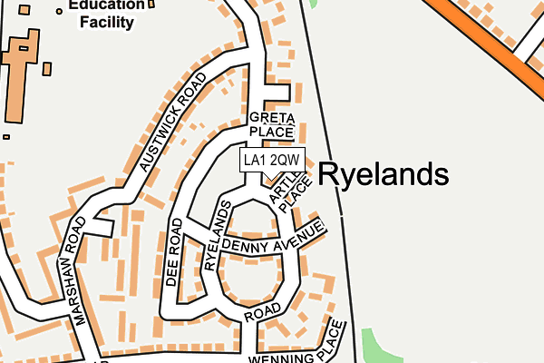 LA1 2QW map - OS OpenMap – Local (Ordnance Survey)