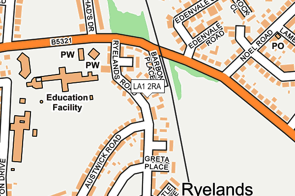 LA1 2RA map - OS OpenMap – Local (Ordnance Survey)