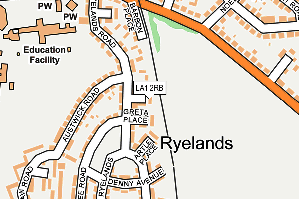 LA1 2RB map - OS OpenMap – Local (Ordnance Survey)