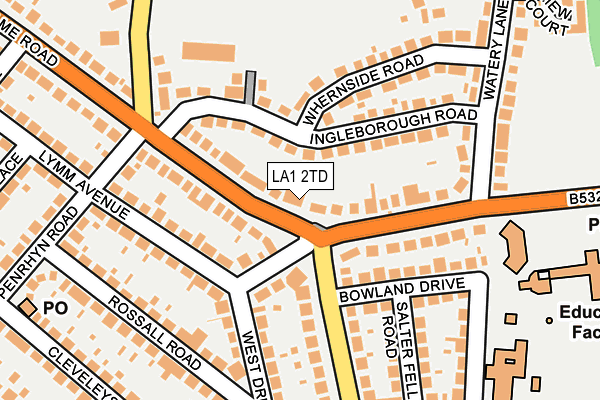 LA1 2TD map - OS OpenMap – Local (Ordnance Survey)