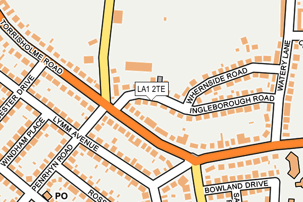 LA1 2TE map - OS OpenMap – Local (Ordnance Survey)