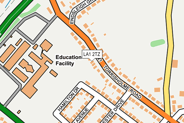 LA1 2TZ map - OS OpenMap – Local (Ordnance Survey)