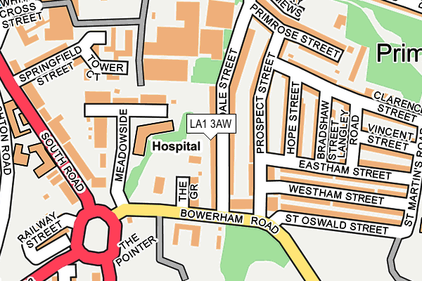 LA1 3AW map - OS OpenMap – Local (Ordnance Survey)