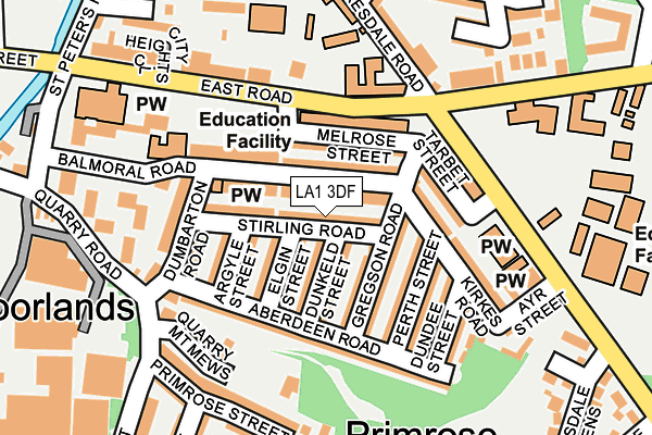 LA1 3DF map - OS OpenMap – Local (Ordnance Survey)