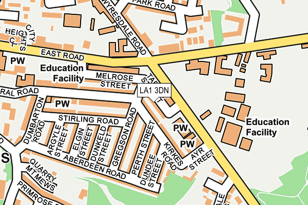 LA1 3DN map - OS OpenMap – Local (Ordnance Survey)