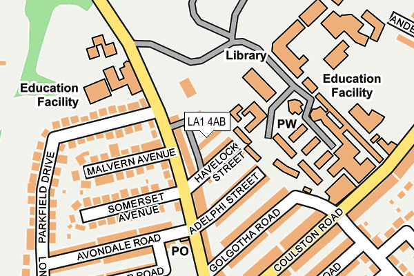 LA1 4AB map - OS OpenMap – Local (Ordnance Survey)