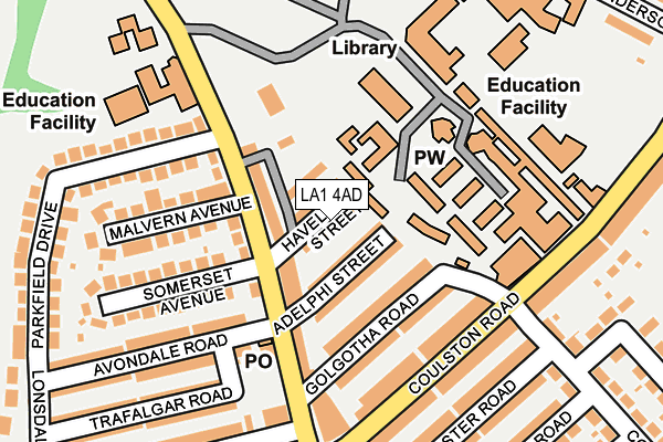 LA1 4AD map - OS OpenMap – Local (Ordnance Survey)
